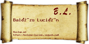 Balázs Lucián névjegykártya